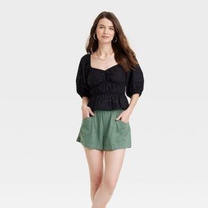 Women's High-Rise Linen Pull-On Shorts - A New Day™